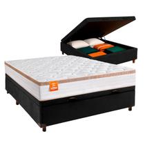 Cama Box Bau Blindado Casal + Colchão Molas Ensacadas Isis Real Inducol