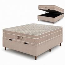 Cama Box Baú Blindado Casal Com Colchão Ortobom Airtech Pocket 138x188x67cm Macio Base Reforçada Bege Cama Box Baú Blindado Casal Com Colchão Ortobom Airtech Pocket 138x188x67cm Macio Base Reforçada Bege