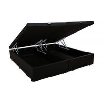 Cama Box Baú Blindado King Bipartido AColchoes Suede Preto 41x193x203 Cama Box Baú Blindado King Bipartido AColchoes Suede Preto 41x193x203