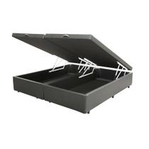 Cama Box Baú Blindado King Bipartido Homequeen Sintético Cinza 41x193x203 Cama Box Baú Blindado King Bipartido Homequeen Sintético Cinza 41x193x203