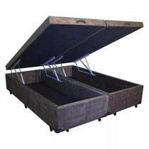 Cama Box Baú Blindado King Bipartido Homequeen Suede Marrom 41x193x203