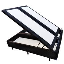 Cama Box Baú Blindado King Bipartido NK Camas Poliéster Preto 41x193x203 Cama Box Baú Blindado King Bipartido NK Camas Poliéster Preto 41x193x203