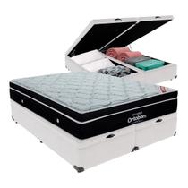 Cama Box Baú Blindado King Branca e Colchão Elegant Superpocket Molas ensacadas Ortobom