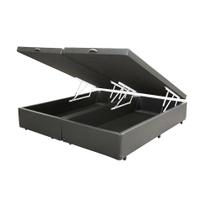 Cama Box Baú Blindado Queen Bipartido HomeQueen Sintético Cinza 41x158x198 Cama Box Baú Blindado Queen Bipartido HomeQueen Sintético Cinza 41x158x198
