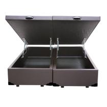 Cama Box Baú Blindado Queen Bipartido HomeQueen Sintético Marrom 41x158x198 Cama Box Baú Blindado Queen Bipartido HomeQueen Sintético Marrom 41x158x198