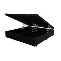 Cama Box Baú Blindado Queen Bipartido HomeQueen Sintético Preto 41x158x198 Cama Box Baú Blindado Queen Bipartido HomeQueen Sintético Preto 41x158x198