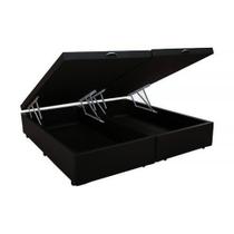 Cama Box Baú Blindado Queen Bipartido HomeQueen Suede Preto 41x158x198 Cama Box Baú Blindado Queen Bipartido HomeQueen Suede Preto 41x158x198