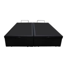 Cama Box Baú Blindado Queen Bipartido Loja Xerife Sintético Preto 49x158x198 Cama Box Baú Blindado Queen Bipartido Loja Xerife Sintético Preto 49x158x198