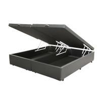 Cama Box Baú Blindado Queen Bipartido NK Camas Sintético Cinza 41x158x198 Cama Box Baú Blindado Queen Bipartido NK Camas Sintético Cinza 41x158x198