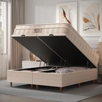 CAMA BOX BAÚ BLINDADO QUEEN COM COLCHÃO MOLAS ENSACADAS ORTOBOM AIRTECH SPRINGPOCKET 158x198x67CM BEGE