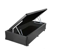 Cama Box Baú Blindado Solteirão AColchoes Sintético Cinza 41x96x203