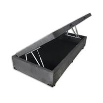 Cama Box Baú Blindado Solteirão Suede Cinza Estrutura em Madeira Reforçada Homequeen