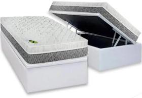 Cama Box Baú Blindado Solteiro + Colchão Espuma D33 Aspen One Side Luckspuma 088x188x62