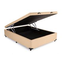Cama Box Baú Blindado Viúva AColchoes Sintético Bege 41x128x188 Cama Box Baú Blindado Viúva AColchoes Sintético Bege 41x128x188