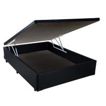 Cama Box Baú Blindado Viúva AColchoes Sintético Preto 49x128x188 Cama Box Baú Blindado Viúva AColchoes Sintético Preto 49x128x188