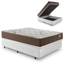 Cama Box Baú Branco com Colchão Casal Relax Adorabile Molas Ensacadas 138x188