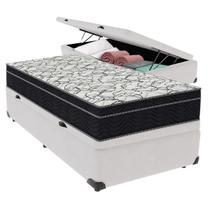 Cama Box Baú Branco e Colchão Airtech 150 Espuma D45 Solteiro Ortobom