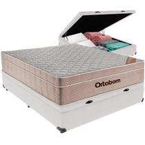 Cama Box Baú Branco e Colchão Airtech SpringPocket Molas Ensacadas Viúvo Ortobom
