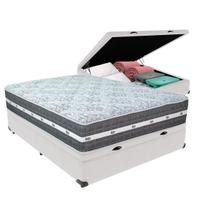Cama Box Baú Branco e Colchão Black Graphite Molas Ensacadas Casal 138x188X32 Anjos Cama Box Baú Branco e Colchão Black Graphite Molas Ensacadas Casal 138x188X32 Anjos