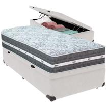 Cama Box Baú Branco E Colchão Black Graphite Molas Ensacadas Solteiro 88x188x32 Anjos Cama Box Baú Branco E Colchão Black Graphite Molas Ensacadas Solteiro 88x188x32 Anjos