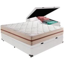 Cama Box Baú Branco e Colchão Classic 22 cm Molas ensacadas Casal Anjos