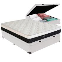 Cama Box Baú Branco e Colchão Dallas Molas Ensacadas Casal V-Store 138x188x20 Cama Box Baú Branco e Colchão Dallas Molas Ensacadas Casal V-Store 138x188x20
