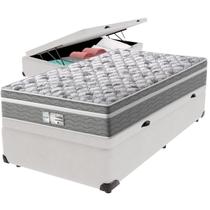 Cama Box Baú Branco e Colchão Evolution Molas Ensacadas Solteiro Probel