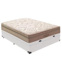 Cama Box Baú Branco e Colchão Los Angeles Molas Ensacadas Viúvo V-Store 128x188x28