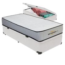 Cama Box Baú Branco e Colchão Orthopedic D33 V-Tech Solteiro Cama Box Baú Branco e Colchão Orthopedic D33 V-Tech Solteiro