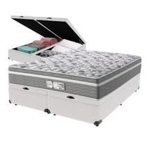 Cama Box Baú Branco e Colchão Queen Evolution Molas Ensacadas Probel Cama Box Baú Branco e Colchão Queen Evolution Molas Ensacadas Probel