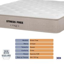 Cama Box Baú Branco e Colchão Queen Stress Free Espuma D28 Unique