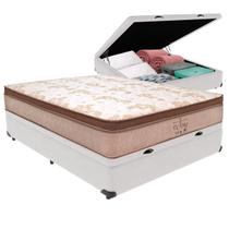 Cama Box Baú Branco e Colchão Victory Molas Ensacadas Viúvo V-Store 128x188x30