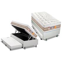 Cama Box Baú c/Auxiliar Solteiro: Colchão Molas Castor Pocket Silver Star Air + Base CRC Courano Branco(88x188) Cama Box Baú c/Auxiliar Solteiro: Colchão Molas Castor Pocket Silver Star Air + Base CRC Courano Branco(88x188)