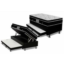 Cama Box Baú c/Auxiliar Solteiro: Colchão Molas Ortobom Nanolastic Physical + Base CRC Courano Black(88x188) Cama Box Baú c/Auxiliar Solteiro: Colchão Molas Ortobom Nanolastic Physical + Base CRC Courano Black(88x188)