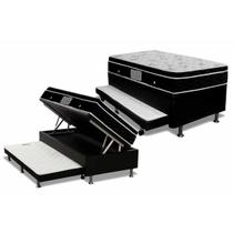 Cama Box Baú c/Auxiliar Solteiro: Colchão Molas Ortobom Nanolastic Physical + Base CRC Courano Black(88x188) Cama Box Baú c/Auxiliar Solteiro: Colchão Molas Ortobom Nanolastic Physical + Base CRC Courano Black(88x188)