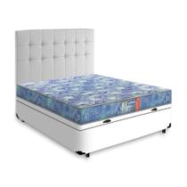 Cama Box Baú + Cabeceira Cassis Branca e Colchão de Espuma D20 Casal - Gazin - Supreme 138cm