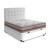 Cama Box Baú + Cabeceira Cassis e Colchão Anjos Classic Mola Ensacada Casal 138cm - Anjos Colchões