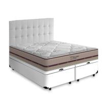 Cama Box Baú Cabeceira Cassis e Colchão Anjos Classic Molas Ensacadas Queen 158 cm