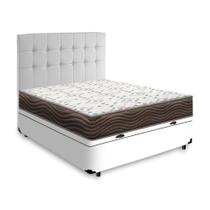 Cama Box Baú + Cabeceira Cassis e Colchão Ortobom Espuma D45 Iso 150 Casal 138cm