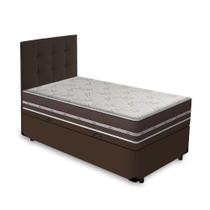 Cama Box Baú + Cabeceira Cassis e Colchão Solteiro - Anjos - Classic Superlastic 88x188x64cm Marrom