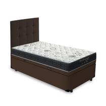 Cama Box Baú + Cabeceira Cassis e Colchão Solteiro - Probel - Prodormir - 88x188x64cm Marrom