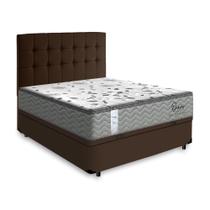 Cama Box Baú + Cabeceira Cassis Marrom e Colchão de Molas Casal - Probel - Guarda-Costas Ouro 138cm