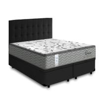 Cama Box Baú + Cabeceira Cassis Preta e Colchão de Molas Queen - Probel - Guarda-Costas Ouro 158cm