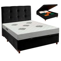 Cama Box Bau + Cabeceira + Colchão Casal D28 Confort Premium Inovaflex Cama Box Bau + Cabeceira + Colchão Casal D28 Confort Premium Inovaflex