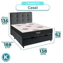 Cama Box Bau + Cabeceira + Colchão Casal Molas Ensacadas Star Plus Inovaflex Cama Box Bau + Cabeceira + Colchão Casal Molas Ensacadas Star Plus Inovaflex