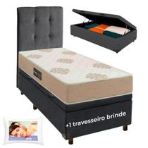Cama Box Bau + Cabeceira + Colchão Solteiro D33 + Travesseiro Ortobom Cama Box Bau + Cabeceira + Colchão Solteiro D33 + Travesseiro Ortobom