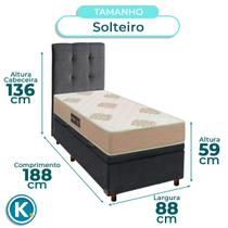 Cama Box Bau + Cabeceira + Colchão Solteiro D33 + Travesseiro Ortobom Cama Box Bau + Cabeceira + Colchão Solteiro D33 + Travesseiro Ortobom