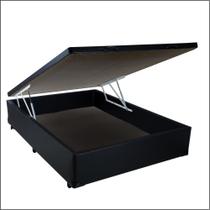 Cama Box Baú Casal 138 Bello Box - Tecido Sintético Preto Cama Box Baú Casal 138 Bello Box - Tecido Sintético Preto