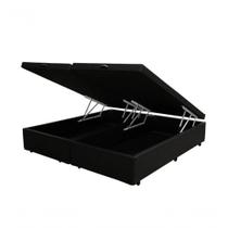 Cama Box Baú Casal 138 Bipartido Bello Box - Tecido Sintético Preto Cama Box Baú Casal 138 Bipartido Bello Box - Tecido Sintético Preto