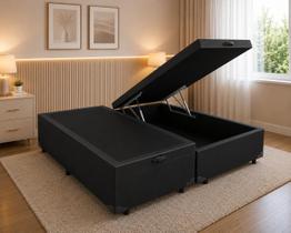 Cama Box Baú Casal 138 Bipartido Bello Box - Tecido Sintético Preto